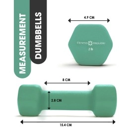 Fitness Republic Neoprene Weights Dumbbells Set, hand weights for women dumbells, 2 lb home gym equipment Non-Slip, Hex Shape, Free Weight Dumbbell Sets for Strength Building, Weight Loss 2 lb Aqua