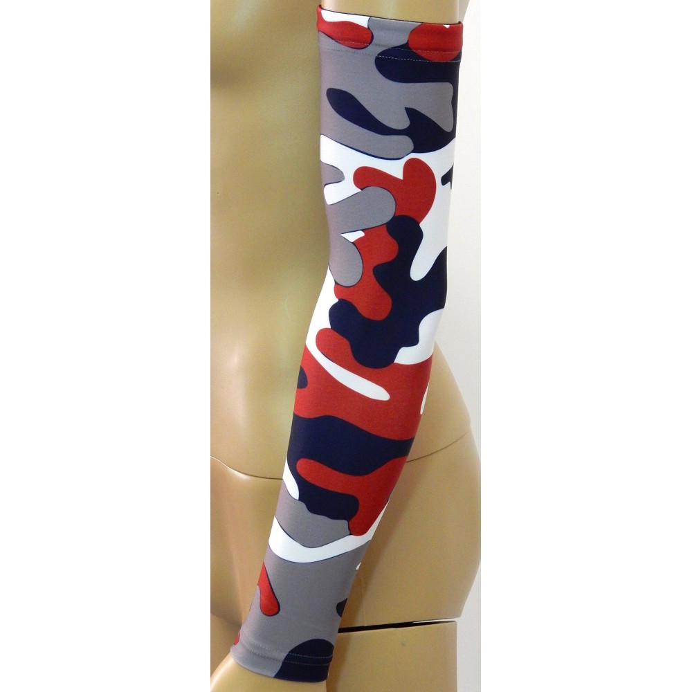 Sportsfarm New - Navy Blue Gray Red White Woodland Camo Arm Sleeve (Medium)