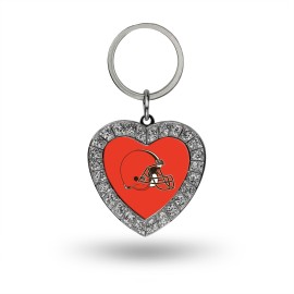 Rico Industries NFL Cleveland Browns Metal Rhinestone Heart Keychain , 1.38 x 3