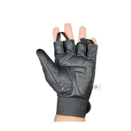 Leather Padded Spandex Fingerless Weight Lifting Training Cycling Driving Wheelchair Gloves-022 (Large)