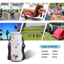 Aupet Water Bottle Carrier,Insulated Neoprene Water Bottle Holder Bag Case Pouch Cover 1000Ml Or 750Ml,Adjustable Shoulder Strap,For Stainless Steel And Plastic Bottles, Sport And Energy Drinks