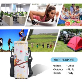 Aupet Water Bottle Carrier,Insulated Neoprene Water Bottle Holder Bag Case Pouch Cover 1000Ml Or 750Ml,Adjustable Shoulder Strap, Great For Stainless Steel And Plastic Bottles