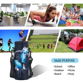AUPET Water Bottle Carrier,Insulated Neoprene Water Bottle Holder Bag Case Pouch Cover 1000ML or 750ML,Adjustable Shoulder Strap, Great for Stainless Steel and Plastic Bottles
