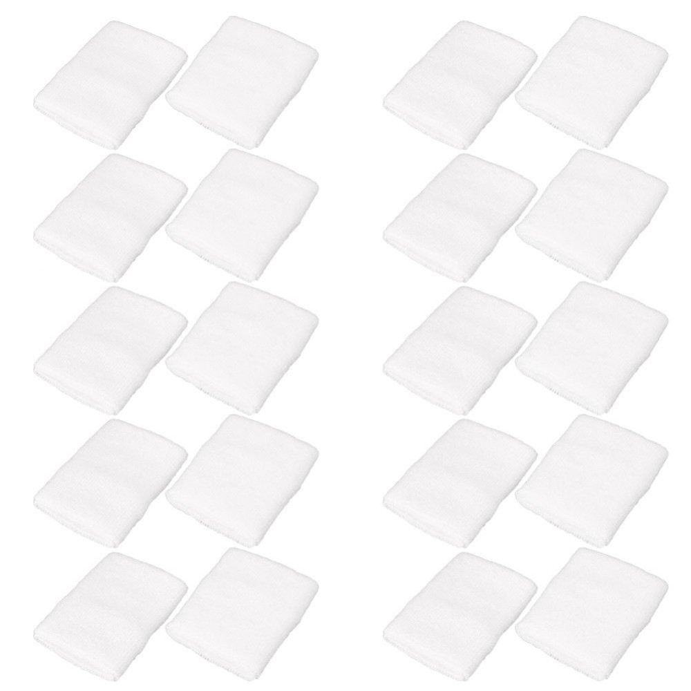 Mallofusa 10 Pack Colorful Sports Basketball Football Absorbent Wristband Party Outdoor Activity (White)