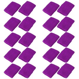 Mallofusa 10 Pack Colorful Sports Basketball Football Absorbent Wristband Party Outdoor Activity (Purple)