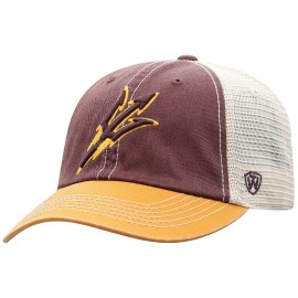 Top Of The World Arizona State Sun Devils Mens Relaxed Fit Adjustable Mesh Offroad Hat Team Color Icon, Adjustable