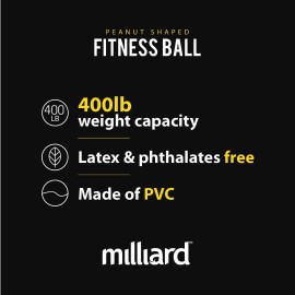 Milliard Peanut Ball Variety Pack - Approximate Sizes: Green 39x20 inch (100x50cm) and Blue 31x15 inch (80x40cm) Physio Roll