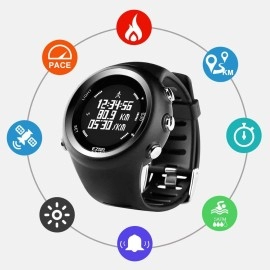 EZON GPS Running Watch with Speed Distance Pace Alarm and Calorie Counter and Stopwatch for Men T031B01 Black