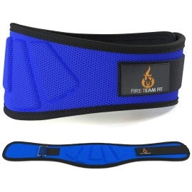 Fire Team Fit Weightlifting Belt, Weight Belt, Weight Lifting Belt For Men And Women, 6 Inch, Back Support For Lifting, Squat And Deadlifting Workout Belt (Blue, 38 - 43 Around Navel, Large)