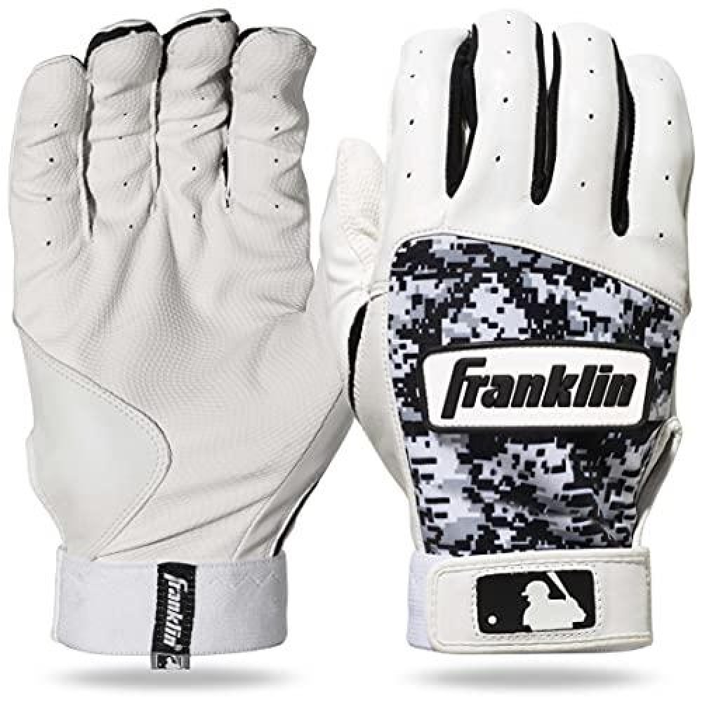 Franklin Sports Mlb Digitek Baseball Batting Gloves - Gray/White/Black Digi - Adult Large