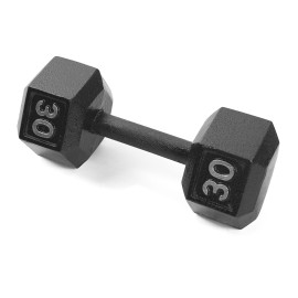 Cap Barbell Cast Iron Hex Dumbbell, Black, Single, 30 Lb