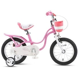 Royalbaby Girls Bike Little Swan 14 Inch Kids Bike With Training Wheels Basket Girls Childs Bicycle Pink