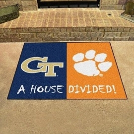 Fanmats 18677 Ncaa House Divided Georgia Tech/Clemson House Divided Mat, Team Color, 33.75 X 42.5