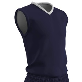 CHAMPRO Clutch Z-Cloth, Dri-Gear Reversible Basketball Jersey, Youth Small, Navy, White