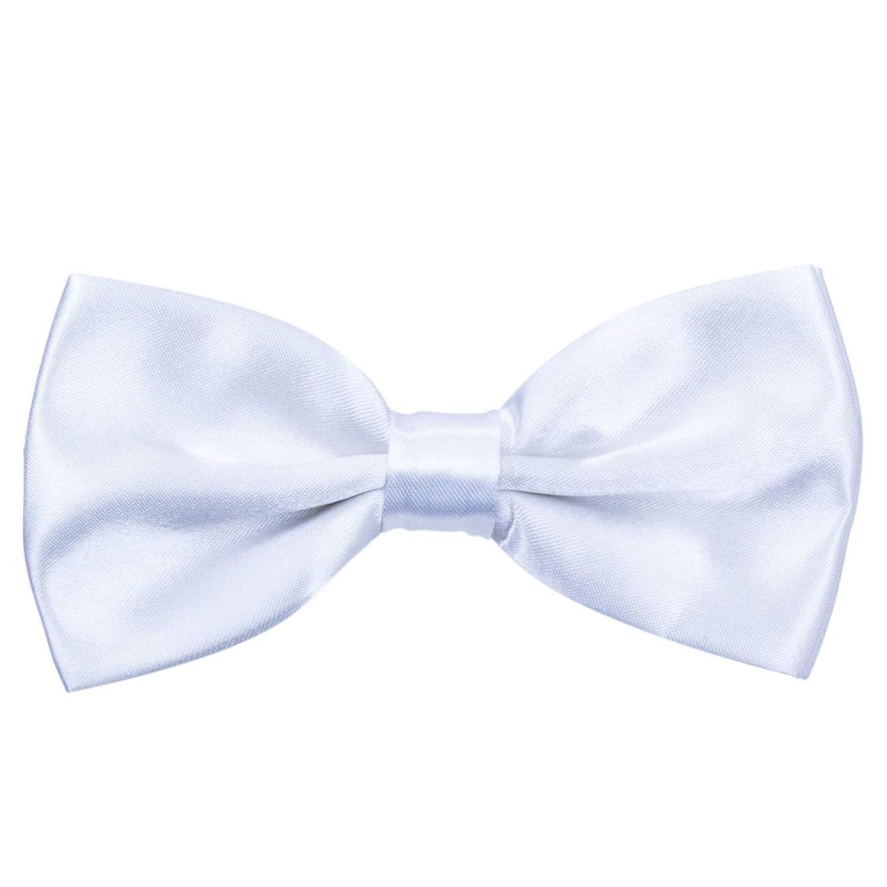 Awaytr Mens Pre Tied Bow Ties For Wedding Party Fancy Plain Adjustable Bowties Necktie (White)