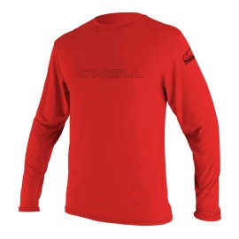 O'Neill Wetsuits Men's Standard Basic Skins 50+ Long Sleeve Sun Shirt, Red, Small