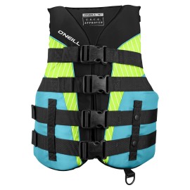 Oneill Womens Superlite Uscg Life Vest,Blackturquoiselime:Turquoise,S