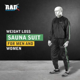 RAD Sauna Suit Men and Women, Weight Loss Sweat Suit Jacket Pant Gym, Boxing Workout (Green, 4XL)