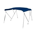 Msc 3 Bow 4 Bow Bimini Top Boat Cover With Rear Support Pole And Storage Boot (3 Bow 6L X 46 H X 54-60 W, Navy)