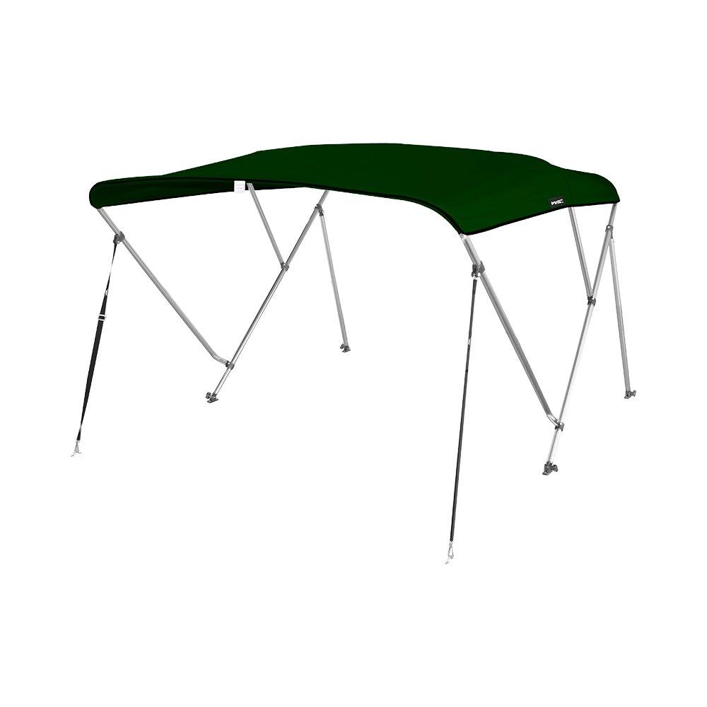 Msc 3 Bow 4 Bow Bimini Top Boat Cover With Rear Support Pole And Storage Boot (3 Bow 6L X 46 H X 54-60 W, Forest Green)