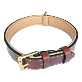 Soft Touch Collars Padded Leather Dog Collar, Brown Medium, Genuine Real Leather, Great For Male Or Female Dogs, 20