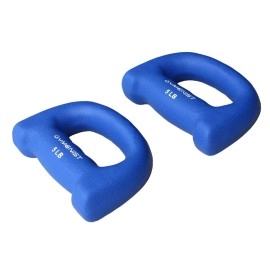 Gymenist Set Of 2 Hand Shaped Neoprene Exercise Workout Jogging Walking Cardio Dumbbells Pair (5-Lb Blue)