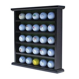 Displaygifts Golf Ball Wood Display Case Wall Rack Cabinet No Door Gb25 Black