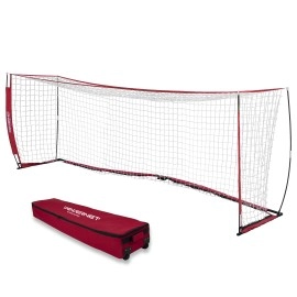 Powernet Soccer Goal 24 X 8 Regulation Goal Size Portable Instant Net Collapsible Metal Base Durable Vertical Bow Posts Quick Setup Easy Storage 1 Goal+1 Wheeled Carrying Bag Full Size