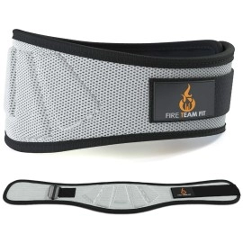 Fire Team Fit Weight Lifting Belt For Men And Women, 6 Inch, Bodybuilding Fitness Back Support For Cross Training Workout, Squats, Lunges (27 - 32 Around Navel, X-Small, Grey)