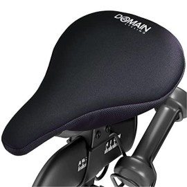 Domain Cycling Gel Bike Seat Cushion- Secure Peloton Fit For Smooth Stable Rides- Non-Slip Bicycle, Padded Bike Seat Cover For Exercise Bikes For Men Or Women Comfort (Black)