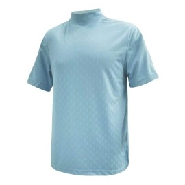 Monterey Club Men's Diamond Texture Mock Shirt #3297 (Della Blue, Large)