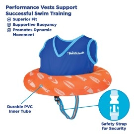 SwimSchool Deluxe Swim Trainer - Heavy Duty Toddler Swim Vest Floatie - Comfortable Sweater-Fit Design with Adjustable Safety Seat - Berry/Blue