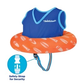 SwimSchool Deluxe Swim Trainer - Heavy Duty Toddler Swim Vest Floatie - Comfortable Sweater-Fit Design with Adjustable Safety Seat - Berry/Blue