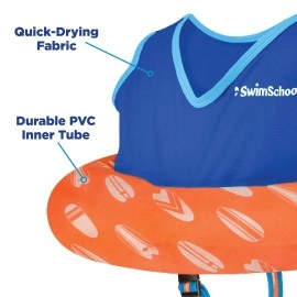 SwimSchool Deluxe Swim Trainer - Heavy Duty Toddler Swim Vest Floatie - Comfortable Sweater-Fit Design with Adjustable Safety Seat - Berry/Blue