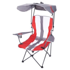 Kelsyus Premium Canopy Foldable Portable Outdoor Lawn Chair with Arm Rest, Cup Holder, and 50+ UPF Sun Protection Canopy, Red or Black