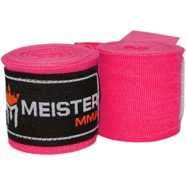Meister Junior 108 Elastic Cotton Hand Wraps For Mma Boxing (Pair) - Pink