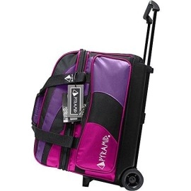 Pyramid Path Deluxe Double Roller With Oversized Accessory Pocket Bowling Bag (Black/Hot Pink/Purple)