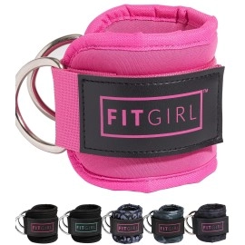 Fitgirl - Ankle Strap For Cable Machines And Resistance Bands, Work Out Cuff Attachment For Home & Gym, Booty Workouts - Kickbacks, Leg Extensions, Hip Abductors, For Women Only (Pink)