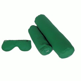 Meditation Kit, 3 Piece Yoga Set, Eye Pillow Buckwheat Hull Filled, Back Bolster/Cushion Fiber Filled, Neck Bolster Buckwheat Hull Filled, Green