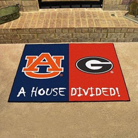 Fanmats 18894 Ncaa House Divided Auburn/Georgia House Divided Mat, Team Color, 33.75 X 42.5