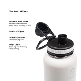 Takeya, Black Originals Vacuum-Insulated Stainless-Steel Water Bottle, 18oz, 18 oz