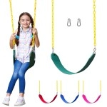 Jungle Gym Kingdom Outdoor Swing Seat Replacement - Pack of 1 Replacement Swings for Swingsets for Outside with Plastic Coated Chains and 2 Hooks, Playground Accessories, Green