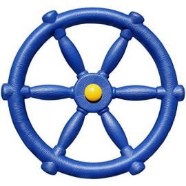 Jungle Gym Kingdom Playground Accessories - Pirate Ship Wheel For Kids Outdoor Playhouse, Treehouse, Backyard Playset Or Swingset - Wooden Attachments Parts (Blue)