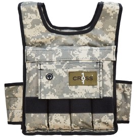 CROSS101 Adjustable Camouflage Weighted Vest with Shoulder Pads, 40 lb