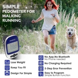PINGKO Pedometer Portable LCD Step Counter with Calories Burned and Step Counting for Jogging Hiking Running Walking - Blue