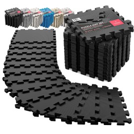 Gym Flooring Set - Interlocking Eva Soft Foam Floor Mat, 18 Pieces Puzzle Rubber Tiles Protective Ground Surface Protection, Play Workout Exercise Mats Underlay Matting Sports Pool Home Fitness Garage