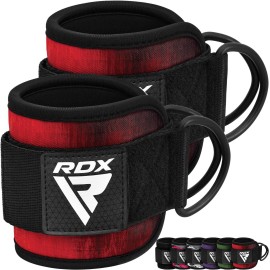 Rdx Ankle Straps For Cable Machines Resistance Bands Attachment, 7Mm Neoprene Padded 10Ax4A, Gym Wrist Cuff Women Men Home Fitness, Weight Lifting D-Ring Booty Leg Workout Curls Kickbacks Hip Abductor