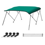 Naviskin Teal 3 Bow 6L X 46 H X 61-66 W Bimini Top Cover Includes Mounting Hardwares,Storage Boot With 1 Inch Aluminum Frame