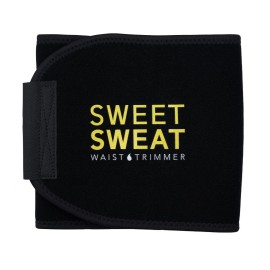 Sweet Sweat Waist Trimmer - Black/Yellow Logo Premium Waist Trainer Belt For Men & Women (Large)