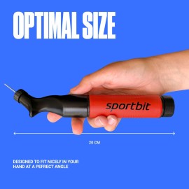 SPORTBIT Ball Pump with 5 Needles - Push & Pull Inflating System - Great for All Sports Balls - Volleyball Pump, Basketball Inflator, Football & Soccer Ball Air Pump - Goes with Needles Set (Red)